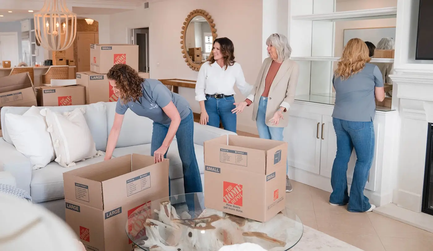 Neu-Spaces-move-management Jenn Neuman and her team prepping a move in a client's home